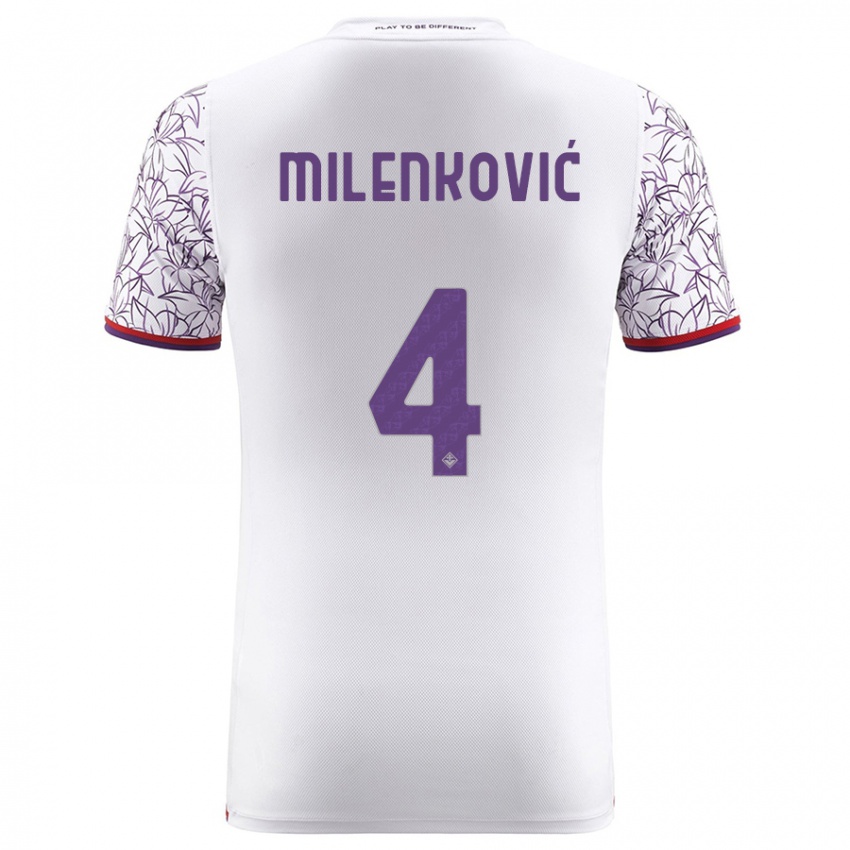 Børn Nikola Milenković #4 Hvid Udebane Spillertrøjer 2023/24 Trøje T-Shirt