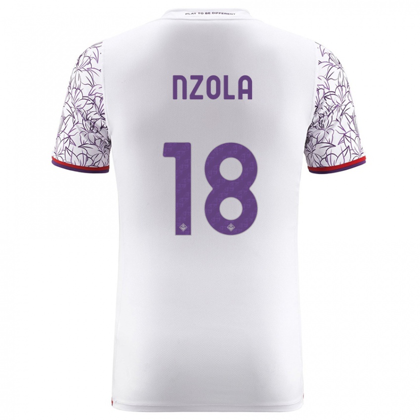 Børn M'bala Nzola #18 Hvid Udebane Spillertrøjer 2023/24 Trøje T-Shirt