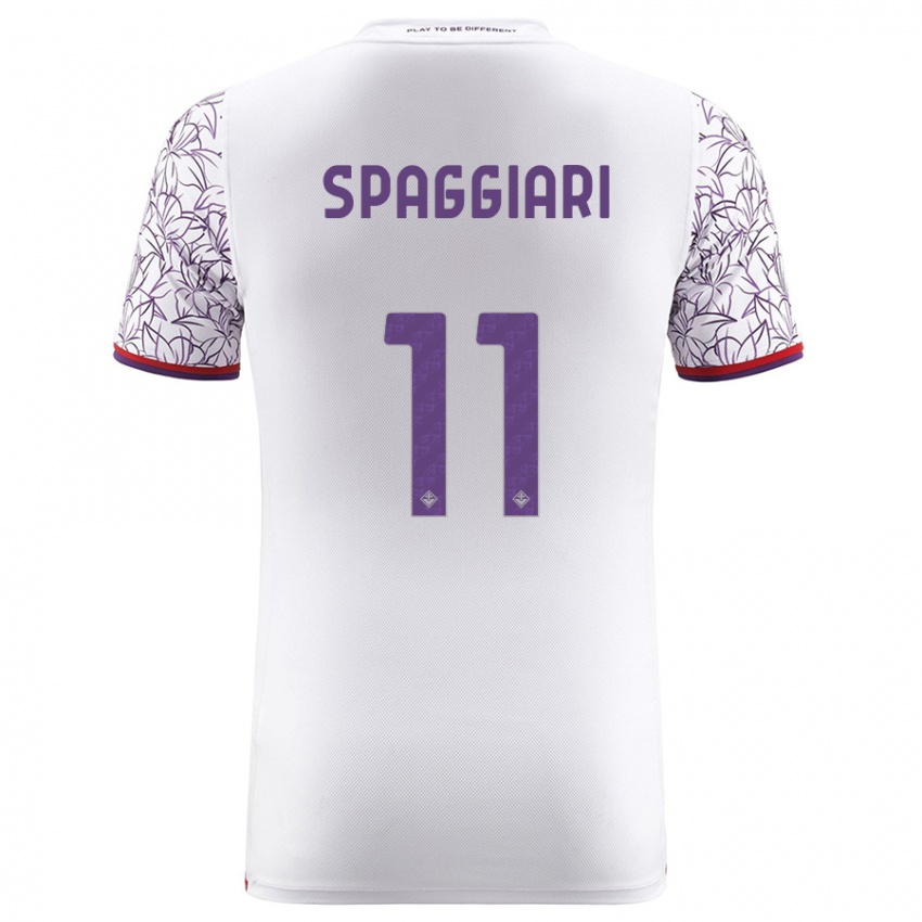 Børn Riccardo Spaggiari #11 Hvid Udebane Spillertrøjer 2023/24 Trøje T-Shirt