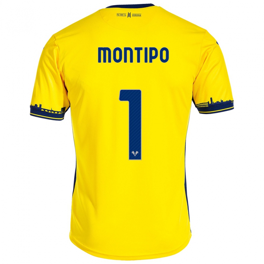 Børn Lorenzo Montipò #1 Gul Udebane Spillertrøjer 2023/24 Trøje T-Shirt