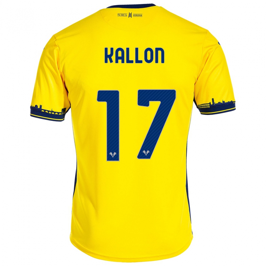 Børn Yayah Kallon #17 Gul Udebane Spillertrøjer 2023/24 Trøje T-Shirt