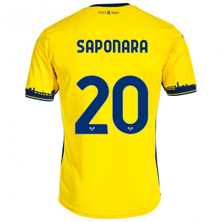 Børn Riccardo Saponara #20 Gul Udebane Spillertrøjer 2023/24 Trøje T-Shirt