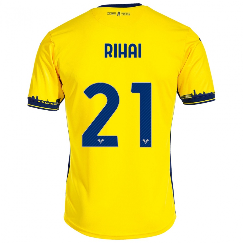 Børn Aiman Rihai #21 Gul Udebane Spillertrøjer 2023/24 Trøje T-Shirt