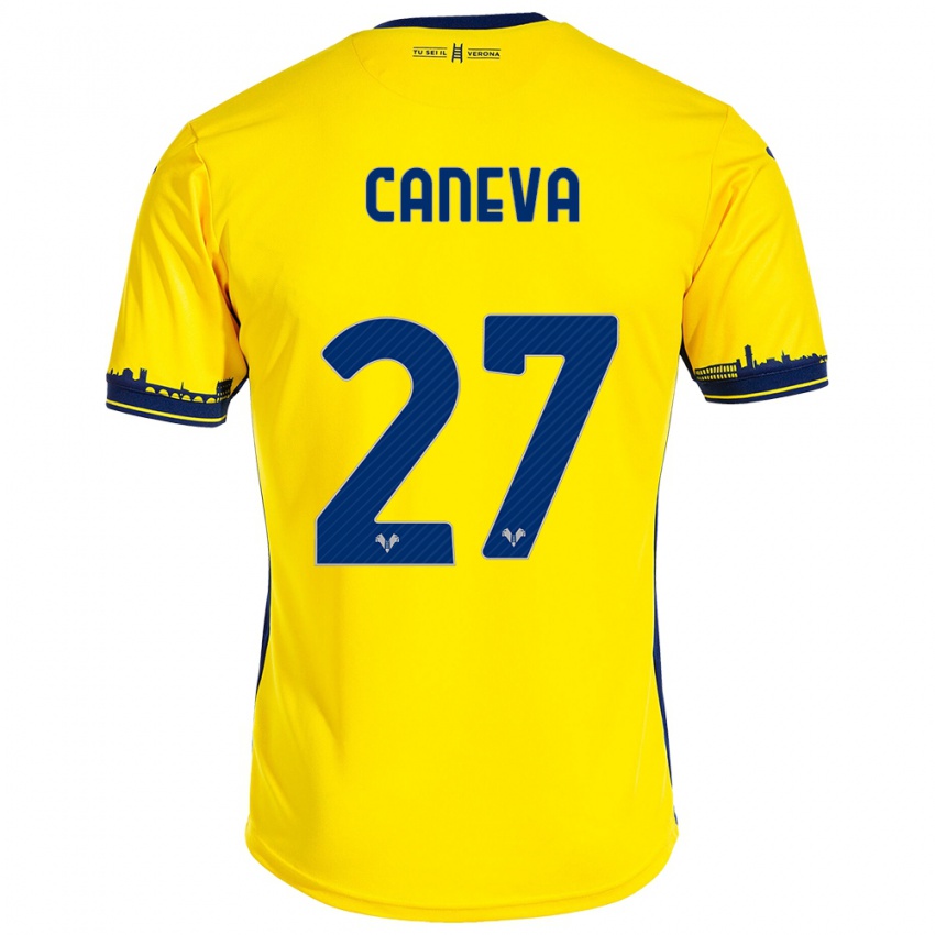 Børn Elia Caneva #27 Gul Udebane Spillertrøjer 2023/24 Trøje T-Shirt