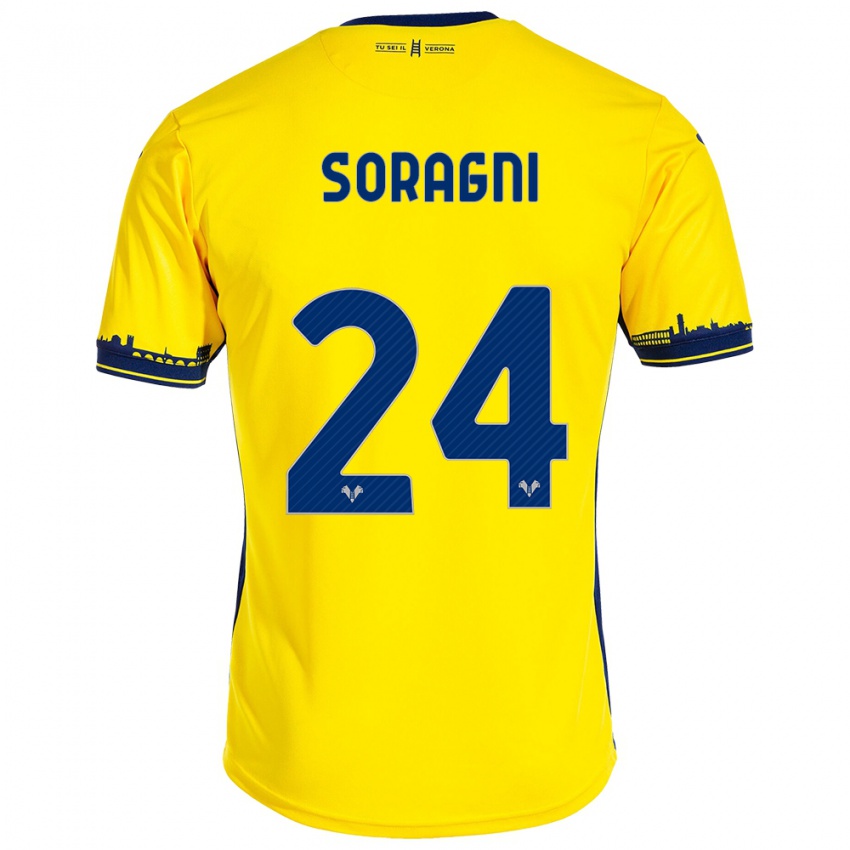 Børn Alberto Soragni #24 Gul Udebane Spillertrøjer 2023/24 Trøje T-Shirt