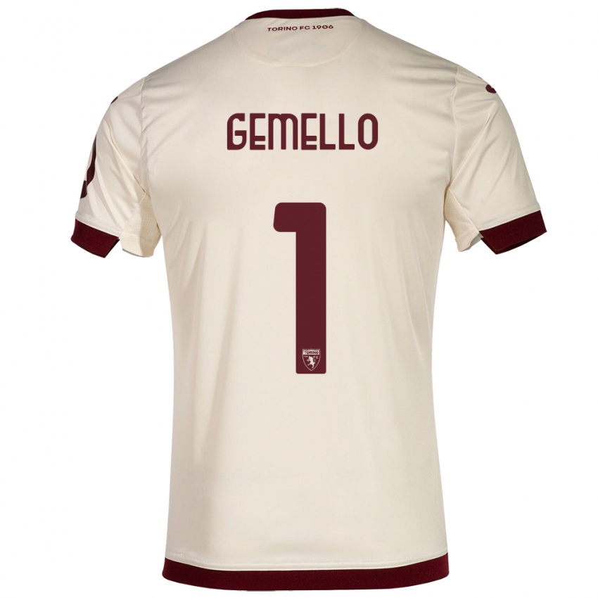 Børn Luca Gemello #1 Champagne Udebane Spillertrøjer 2023/24 Trøje T-Shirt