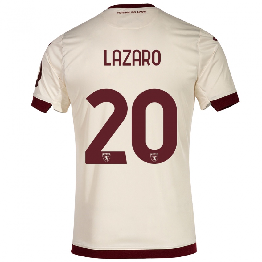 Børn Valentino Lazaro #20 Champagne Udebane Spillertrøjer 2023/24 Trøje T-Shirt
