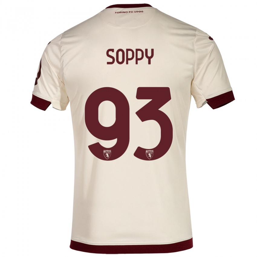 Børn Brandon Soppy #93 Champagne Udebane Spillertrøjer 2023/24 Trøje T-Shirt