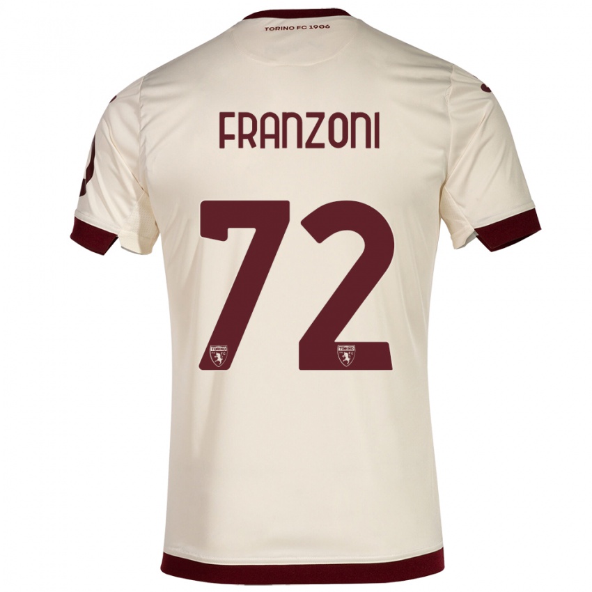 Børn Nicolò Franzoni #72 Champagne Udebane Spillertrøjer 2023/24 Trøje T-Shirt