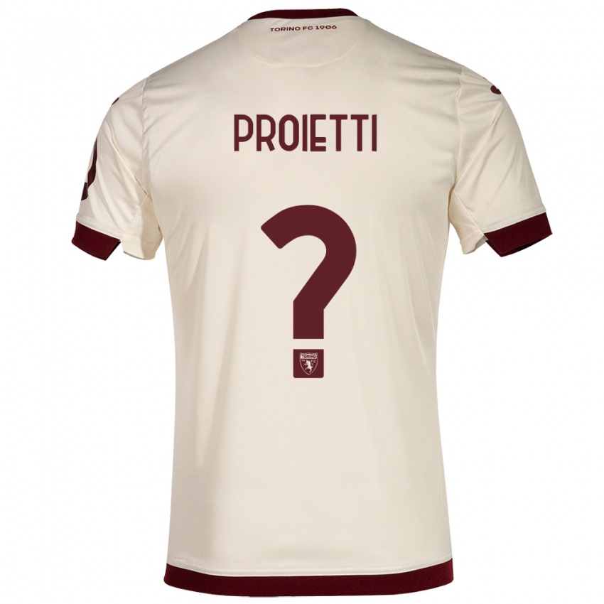 Børn Riccardo Proietti #0 Champagne Udebane Spillertrøjer 2023/24 Trøje T-Shirt