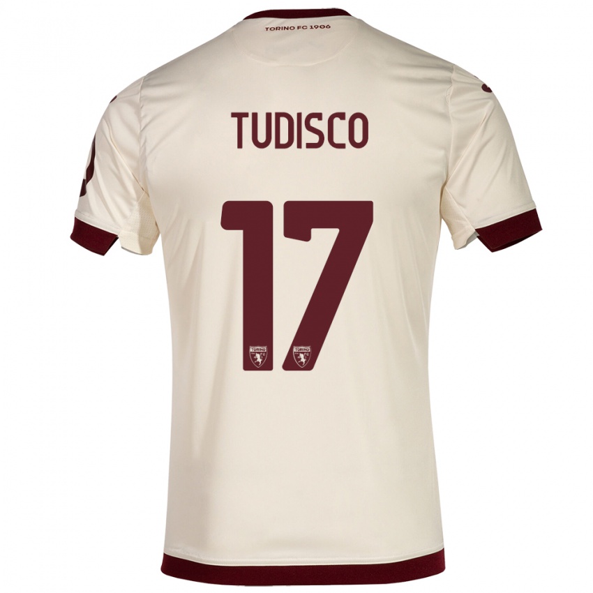 Børn Giorgia Tudisco #17 Champagne Udebane Spillertrøjer 2023/24 Trøje T-Shirt