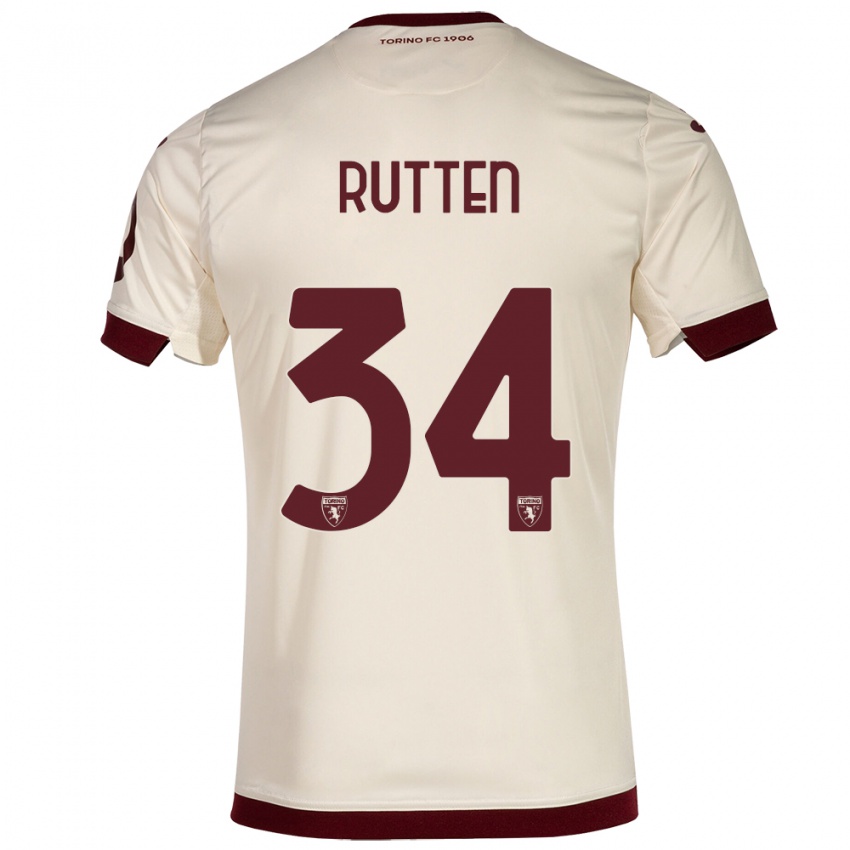 Børn Jill Rutten #34 Champagne Udebane Spillertrøjer 2023/24 Trøje T-Shirt