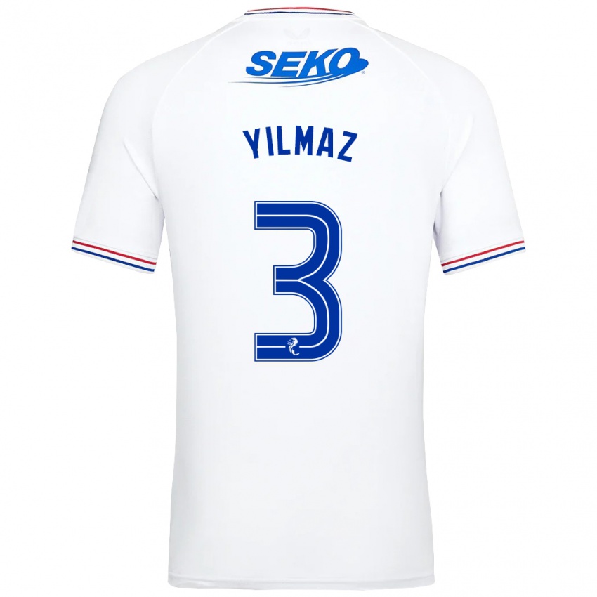 Børn Rıdvan Yılmaz #3 Hvid Udebane Spillertrøjer 2023/24 Trøje T-Shirt