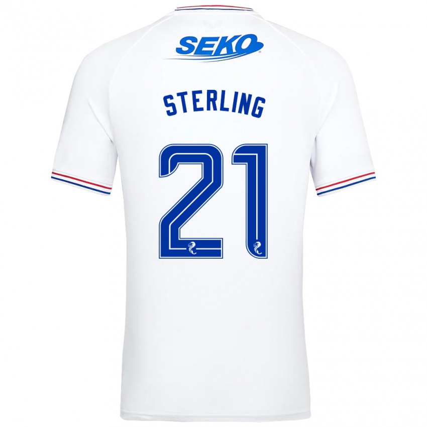 Børn Dujon Sterling #21 Hvid Udebane Spillertrøjer 2023/24 Trøje T-Shirt