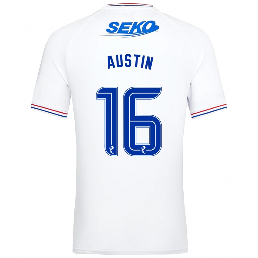 Børn Eilidh Austin #16 Hvid Udebane Spillertrøjer 2023/24 Trøje T-Shirt