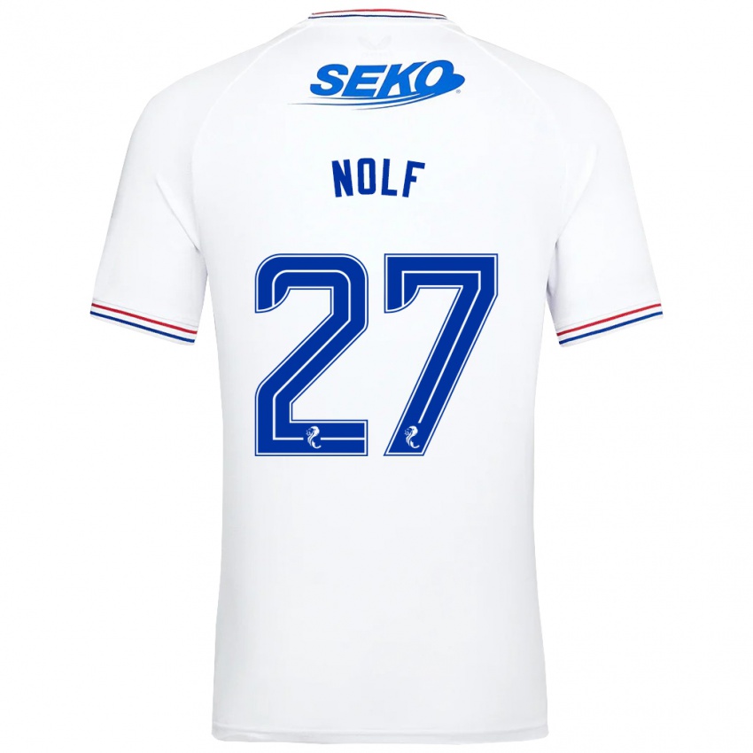 Børn Madeline Nolf #27 Hvid Udebane Spillertrøjer 2023/24 Trøje T-Shirt