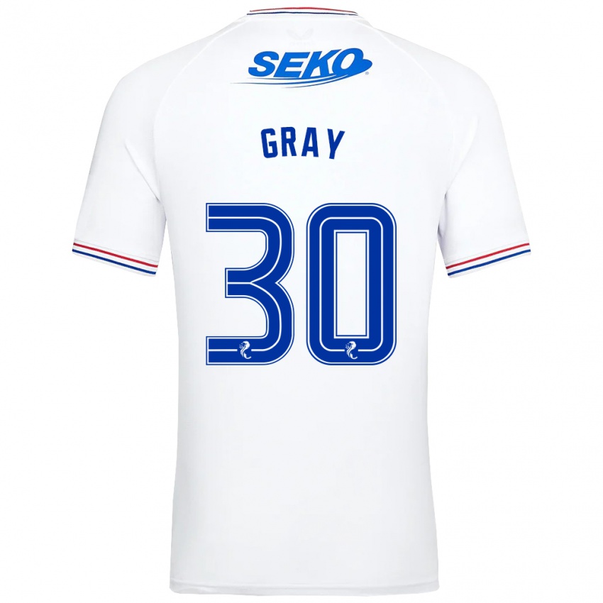 Børn Georgia Gray #30 Hvid Udebane Spillertrøjer 2023/24 Trøje T-Shirt