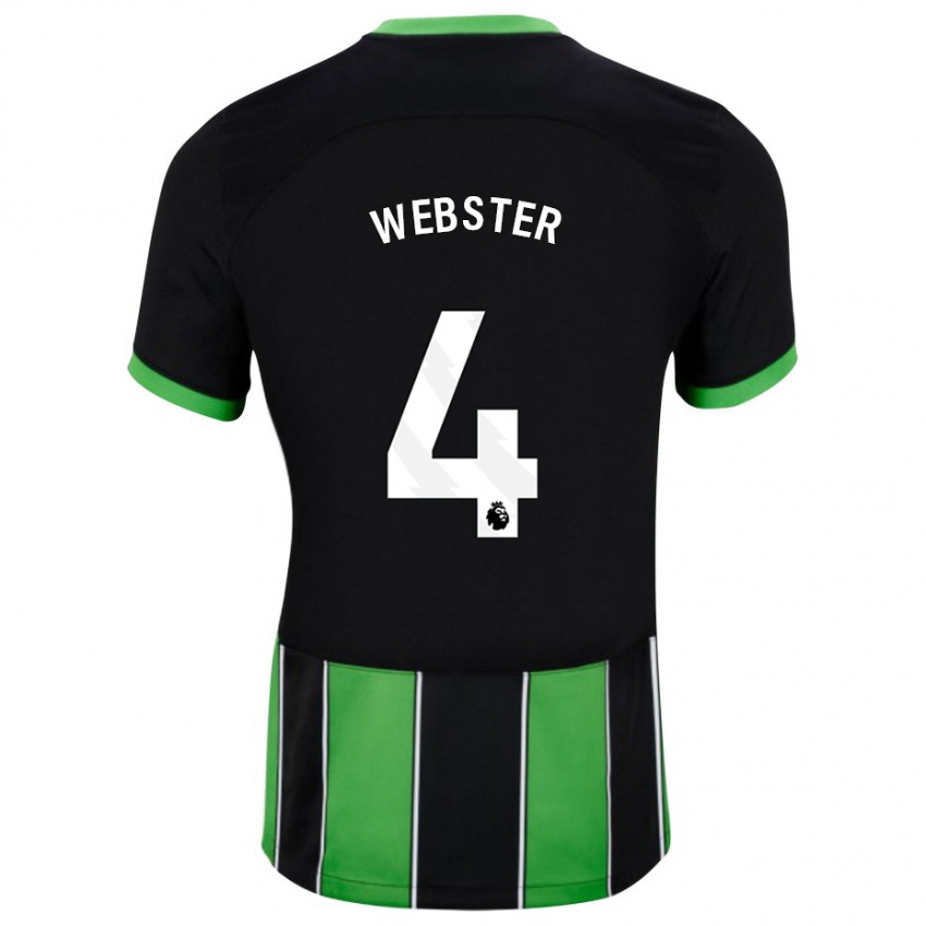 Børn Adam Webster #4 Sort Grøn Udebane Spillertrøjer 2023/24 Trøje T-Shirt