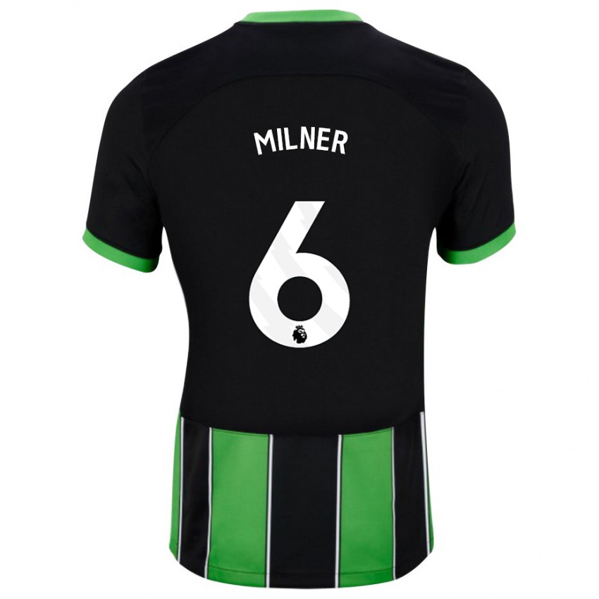 Børn James Milner #6 Sort Grøn Udebane Spillertrøjer 2023/24 Trøje T-Shirt