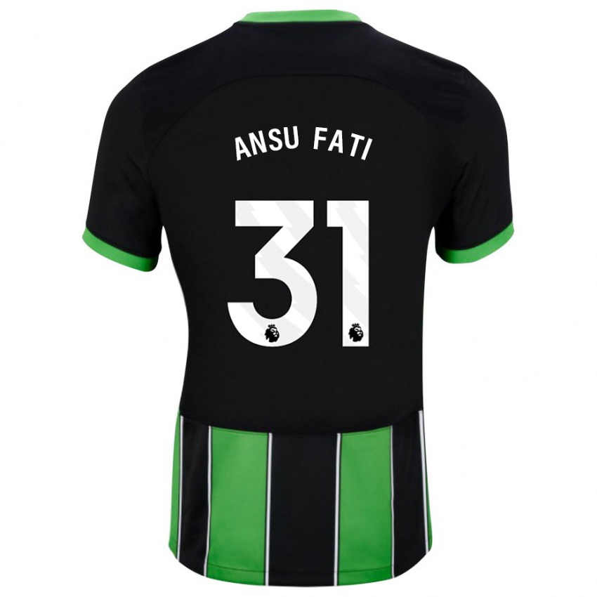 Børn Ansu Fati #31 Sort Grøn Udebane Spillertrøjer 2023/24 Trøje T-Shirt