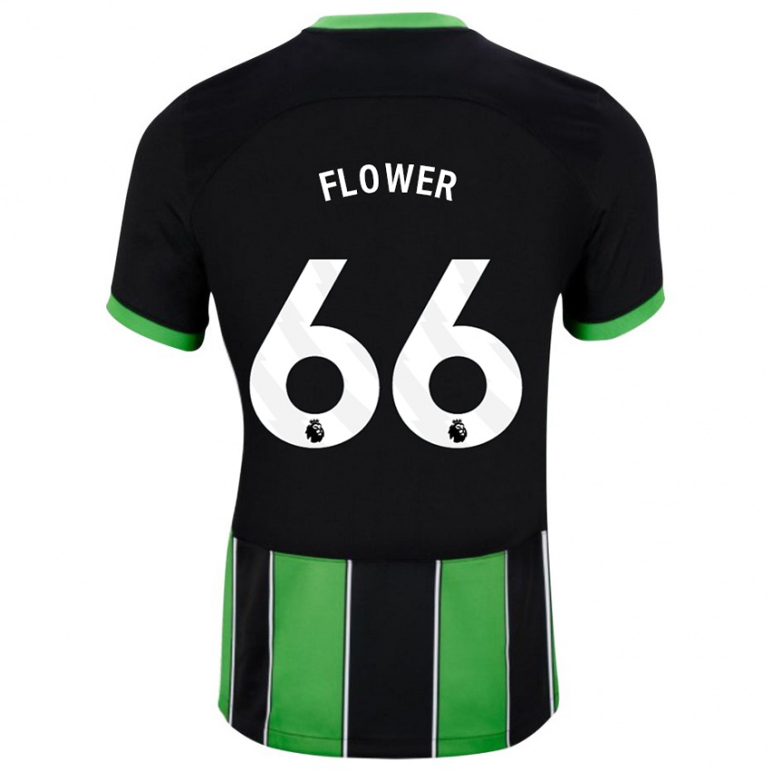 Børn Louis Flower #66 Sort Grøn Udebane Spillertrøjer 2023/24 Trøje T-Shirt