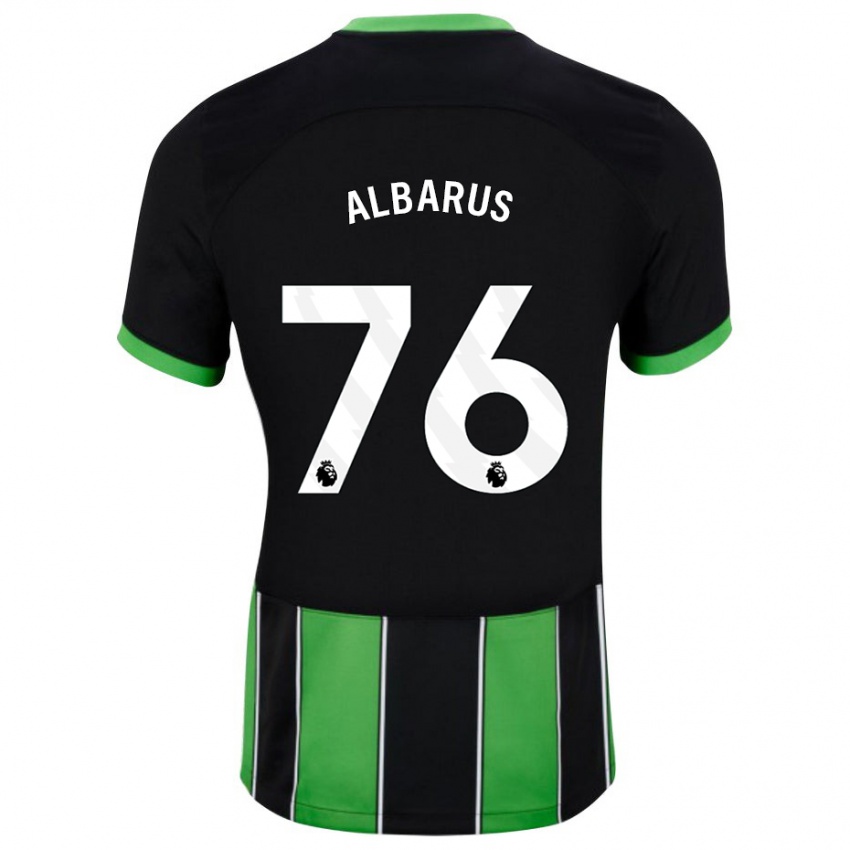 Børn Zane Albarus #76 Sort Grøn Udebane Spillertrøjer 2023/24 Trøje T-Shirt