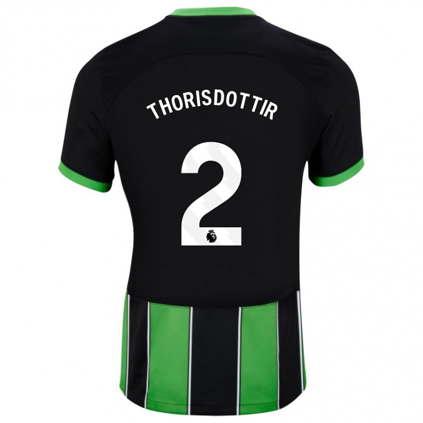Børn Maria Thorisdottir #2 Sort Grøn Udebane Spillertrøjer 2023/24 Trøje T-Shirt