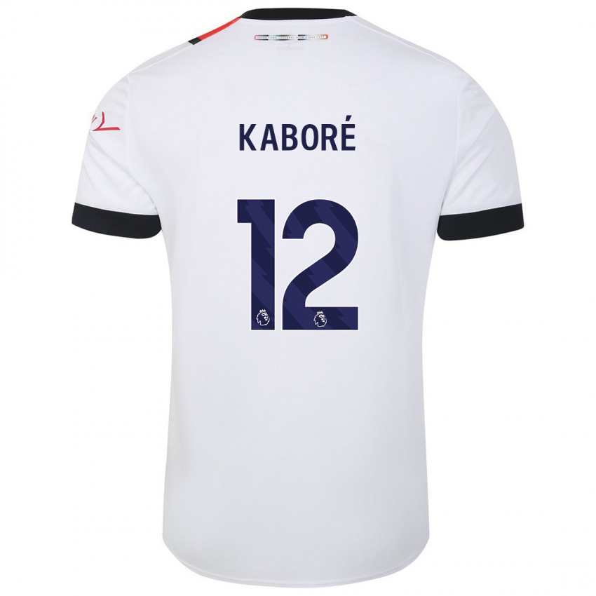 Børn Issa Kabore #12 Hvid Udebane Spillertrøjer 2023/24 Trøje T-Shirt