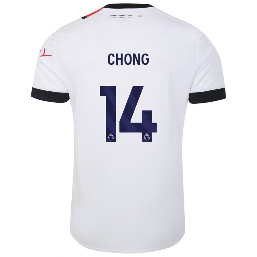 Børn Tahith Chong #14 Hvid Udebane Spillertrøjer 2023/24 Trøje T-Shirt