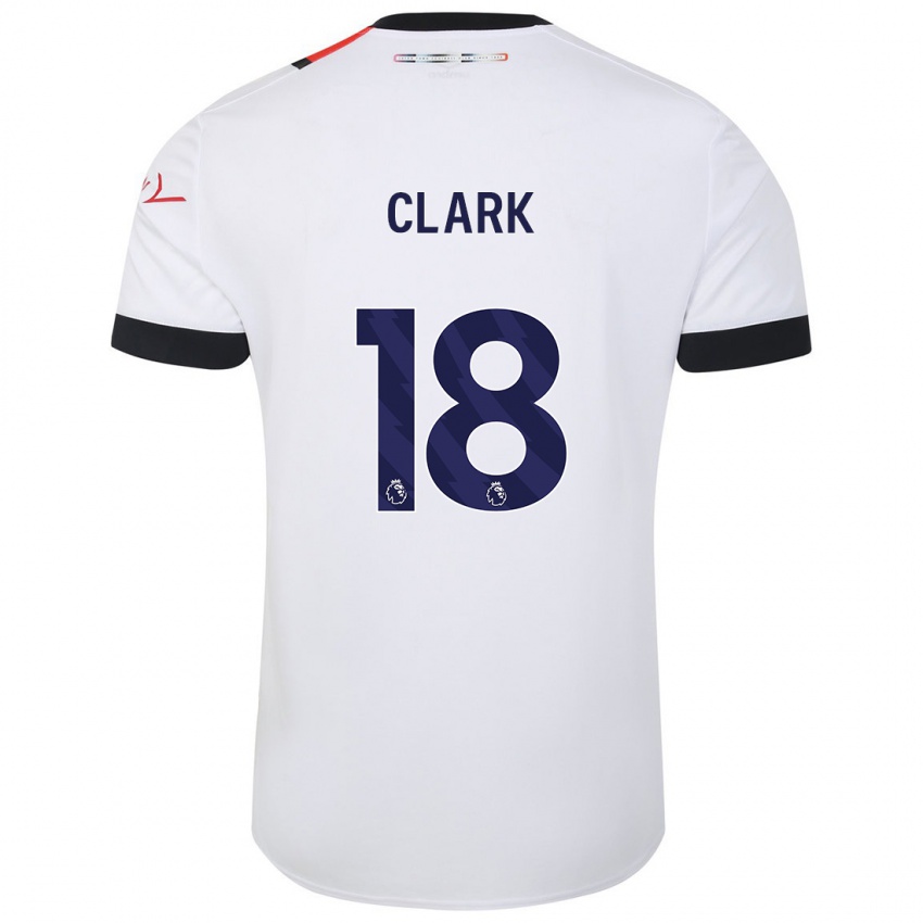 Børn Jordan Clark #18 Hvid Udebane Spillertrøjer 2023/24 Trøje T-Shirt