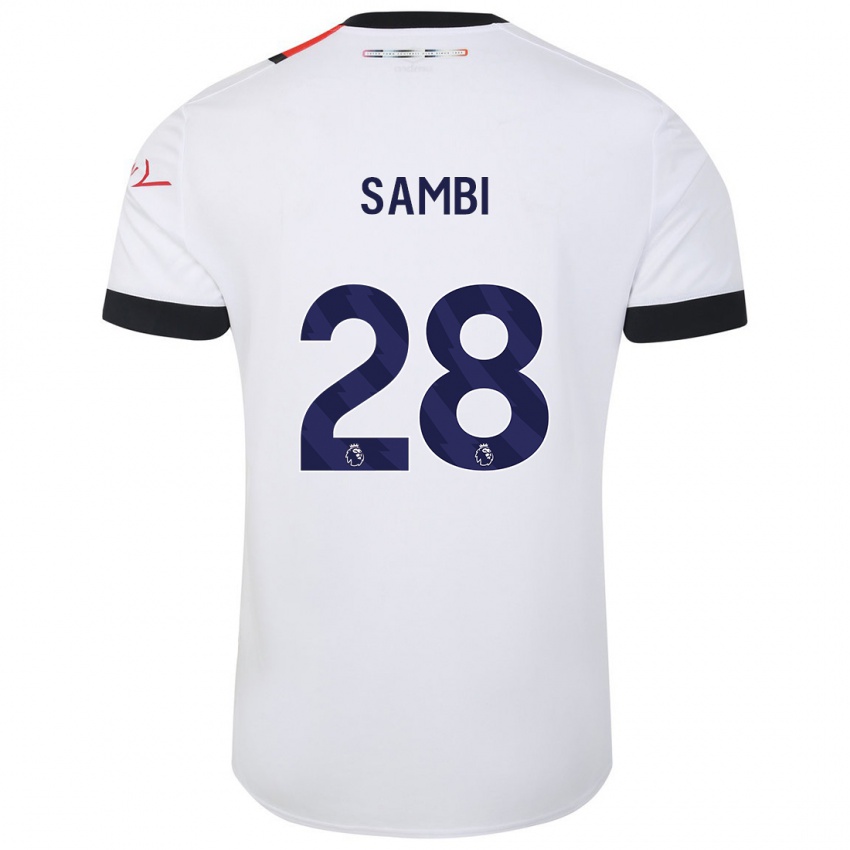 Børn Albert Sambi Lokonga #28 Hvid Udebane Spillertrøjer 2023/24 Trøje T-Shirt