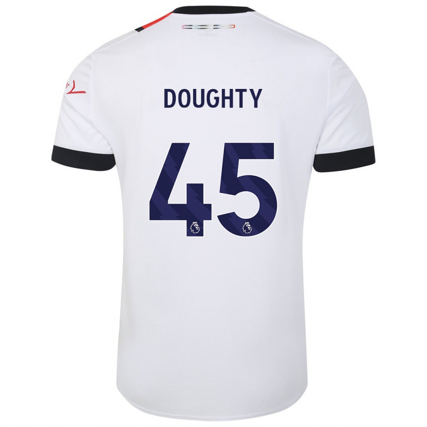 Børn Alfie Doughty #45 Hvid Udebane Spillertrøjer 2023/24 Trøje T-Shirt