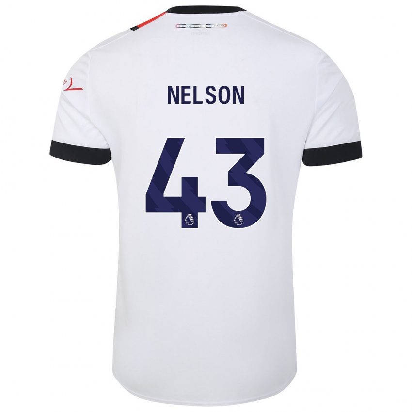 Børn Zack Nelson #43 Hvid Udebane Spillertrøjer 2023/24 Trøje T-Shirt