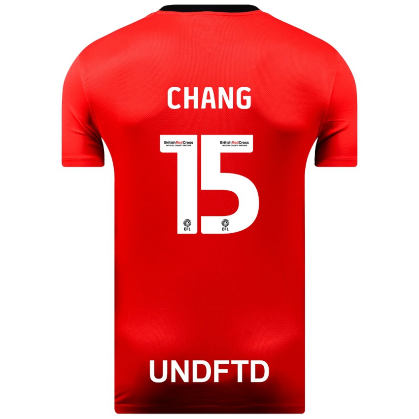 Børn Alfie Chang #15 Rød Udebane Spillertrøjer 2023/24 Trøje T-Shirt