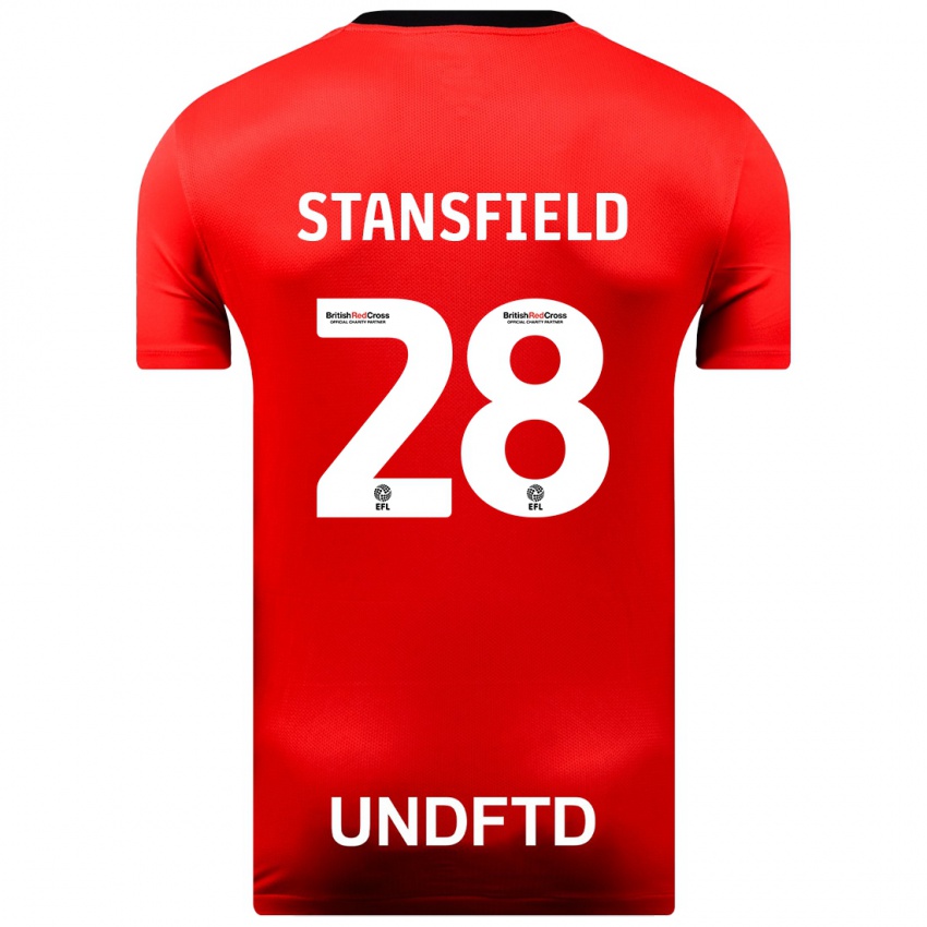 Børn Jay Stansfield #28 Rød Udebane Spillertrøjer 2023/24 Trøje T-Shirt
