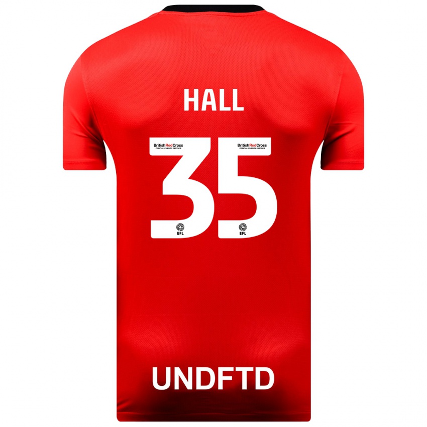 Børn George Hall #35 Rød Udebane Spillertrøjer 2023/24 Trøje T-Shirt