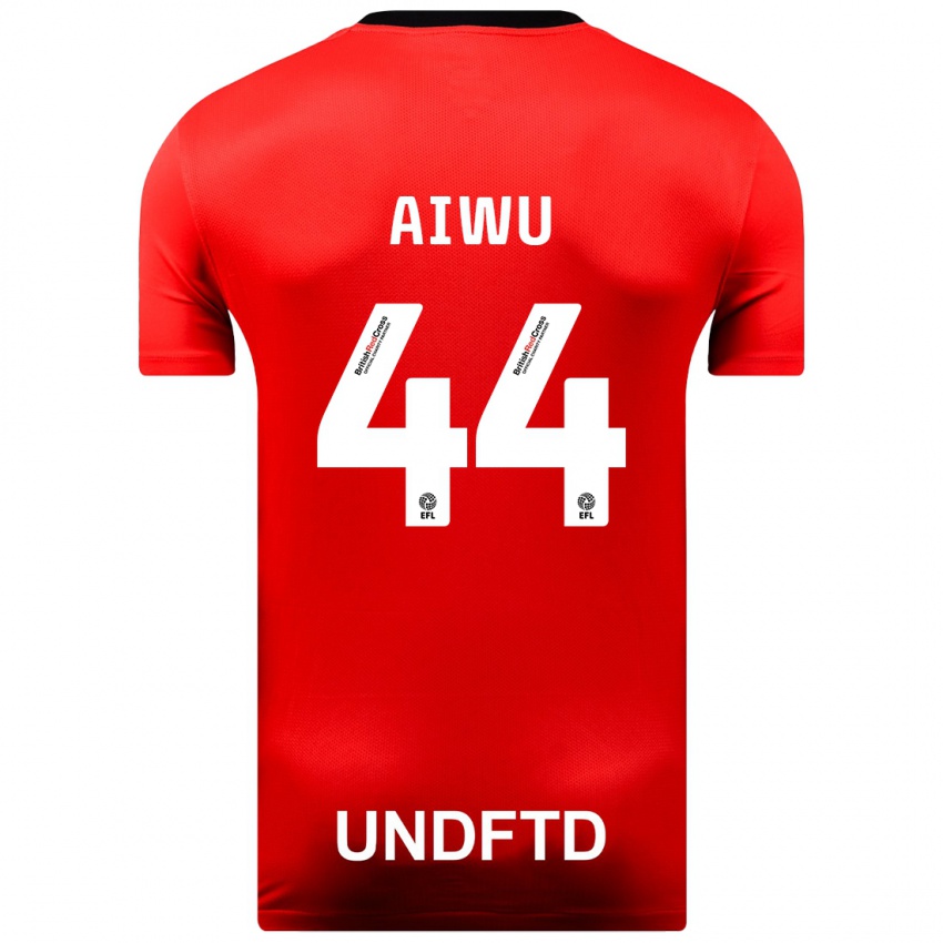 Børn Emanuel Aiwu #44 Rød Udebane Spillertrøjer 2023/24 Trøje T-Shirt