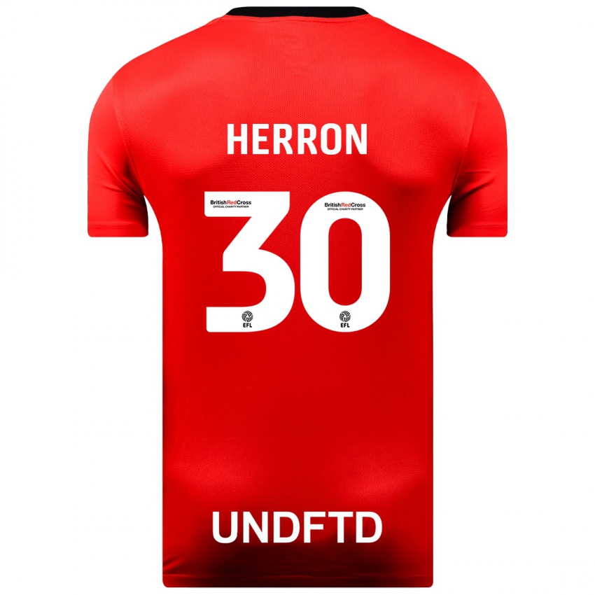 Børn Neve Herron #30 Rød Udebane Spillertrøjer 2023/24 Trøje T-Shirt