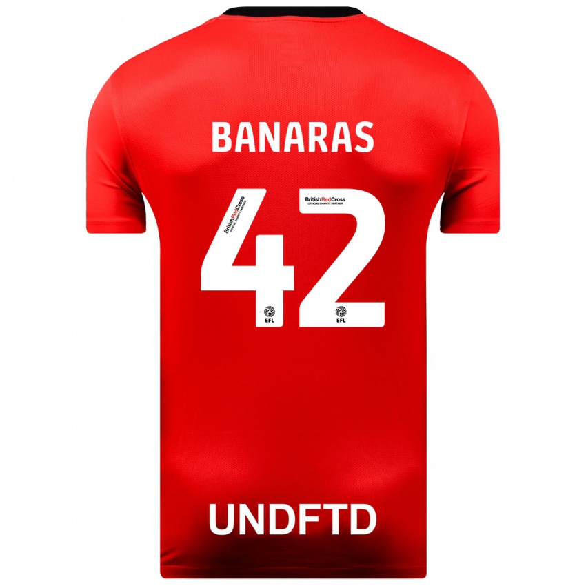 Børn Layla Banaras #42 Rød Udebane Spillertrøjer 2023/24 Trøje T-Shirt