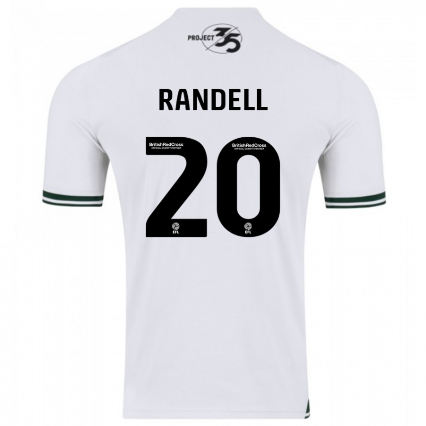 Børn Adam Randell #20 Hvid Udebane Spillertrøjer 2023/24 Trøje T-Shirt