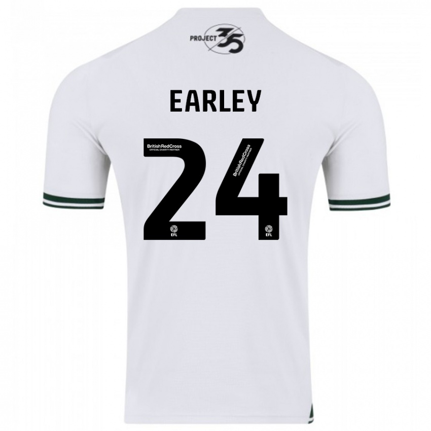 Børn Saxon Earley #24 Hvid Udebane Spillertrøjer 2023/24 Trøje T-Shirt