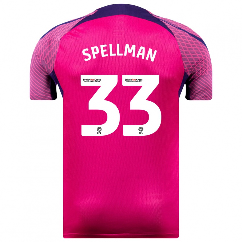 Børn Michael Spellman #33 Lilla Udebane Spillertrøjer 2023/24 Trøje T-Shirt