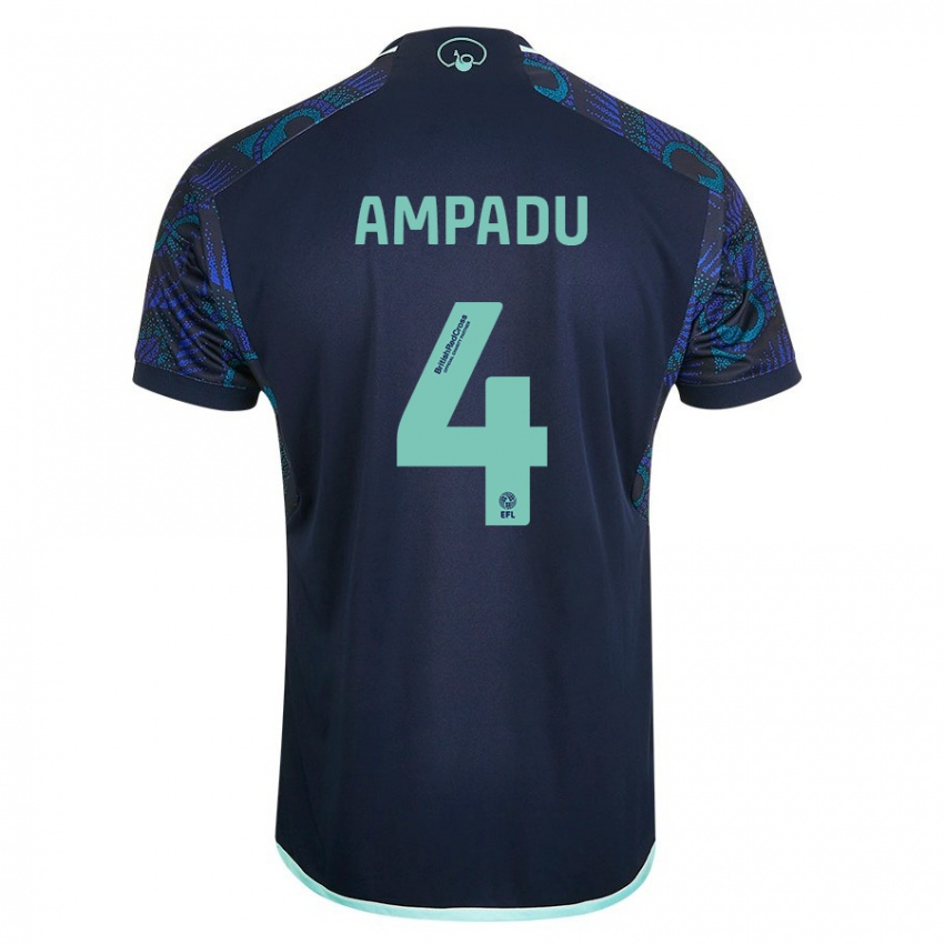Børn Ethan Ampadu #4 Blå Udebane Spillertrøjer 2023/24 Trøje T-Shirt