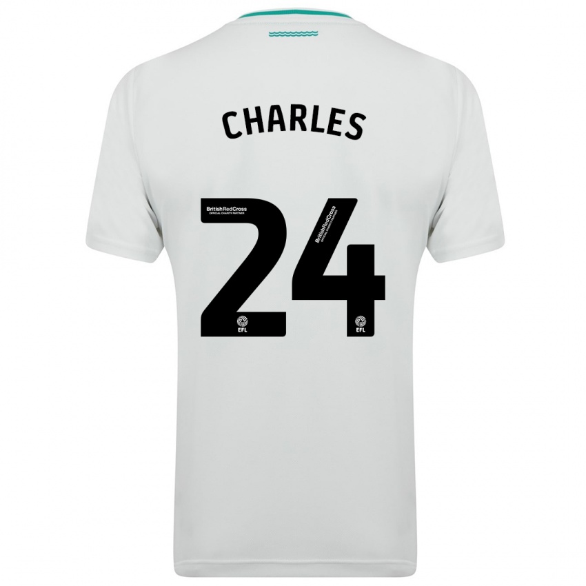 Børn Shea Charles #24 Hvid Udebane Spillertrøjer 2023/24 Trøje T-Shirt