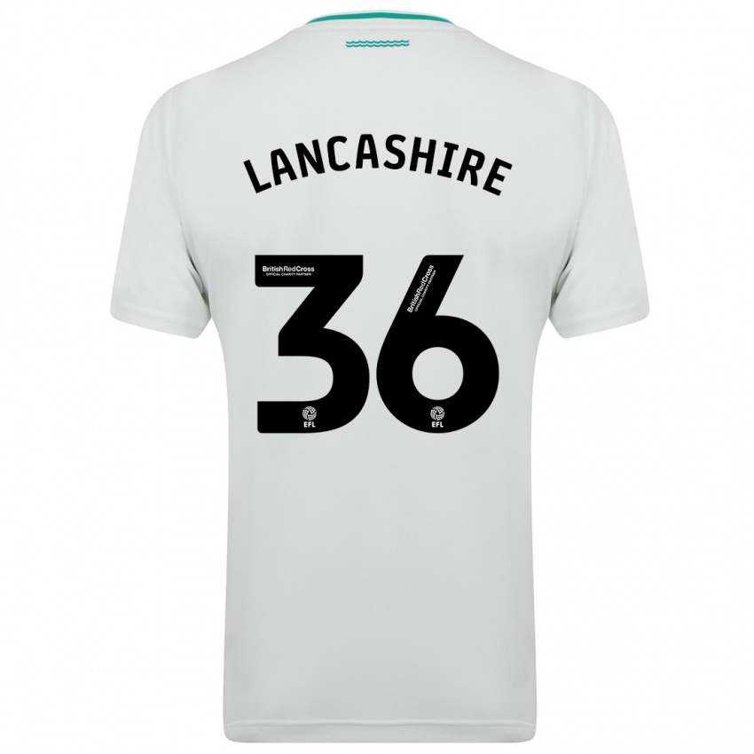 Børn Olly Lancashire #36 Hvid Udebane Spillertrøjer 2023/24 Trøje T-Shirt