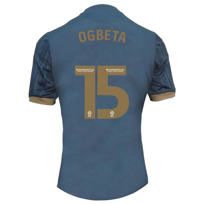 Børn Nathanael Ogbeta #15 Mørk Blågrøn Udebane Spillertrøjer 2023/24 Trøje T-Shirt