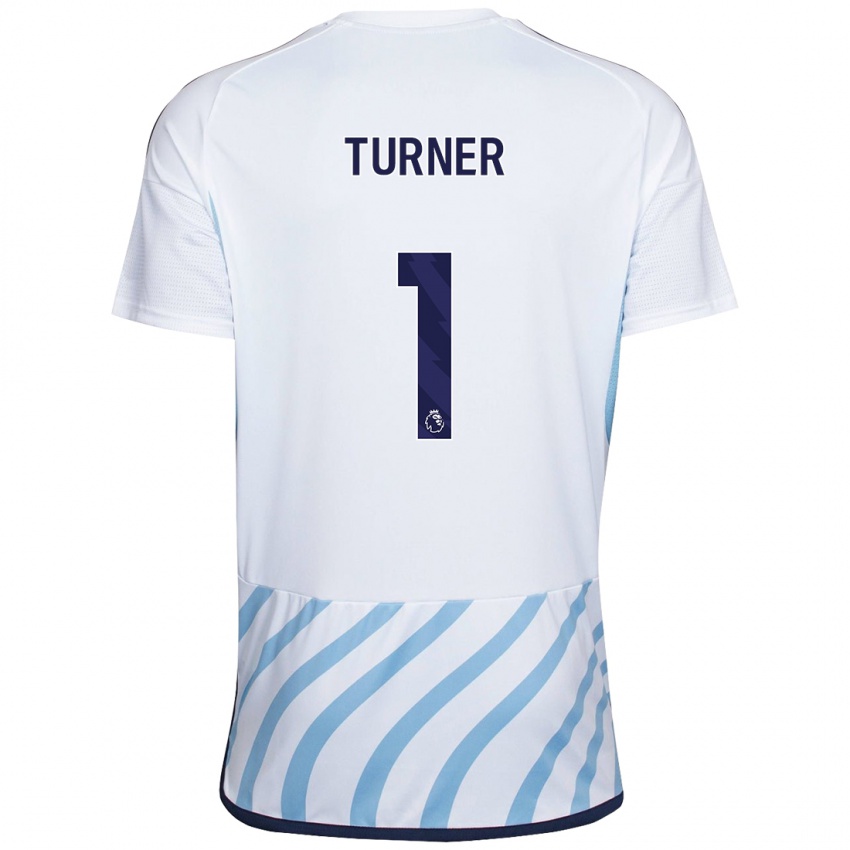 Børn Matt Turner #1 Hvid Blå Udebane Spillertrøjer 2023/24 Trøje T-Shirt