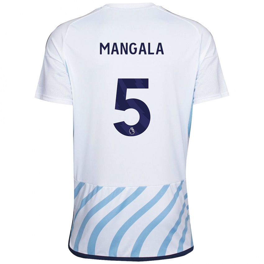 Børn Orel Mangala #5 Hvid Blå Udebane Spillertrøjer 2023/24 Trøje T-Shirt