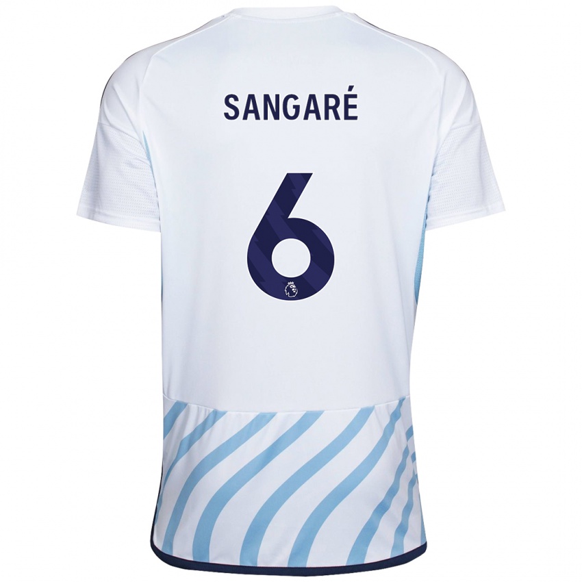 Børn Ibrahim Sangare #6 Hvid Blå Udebane Spillertrøjer 2023/24 Trøje T-Shirt