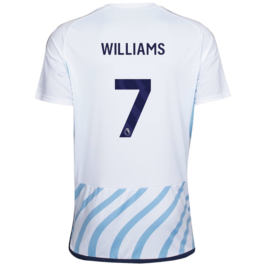 Børn Neco Williams #7 Hvid Blå Udebane Spillertrøjer 2023/24 Trøje T-Shirt